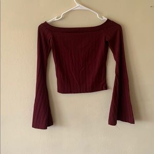 Red crop top with bell sleeves